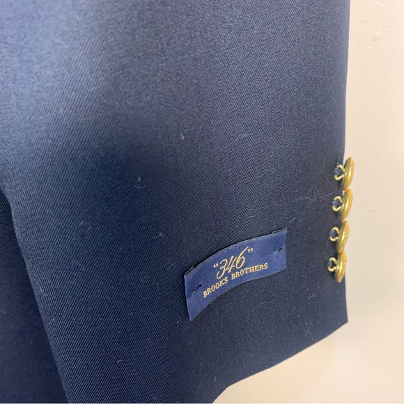 Brooks Brothers “346” Gold Button Navy Blue Wool Logo Sports Blazer Coat Jacket - Picture 3 of 15
